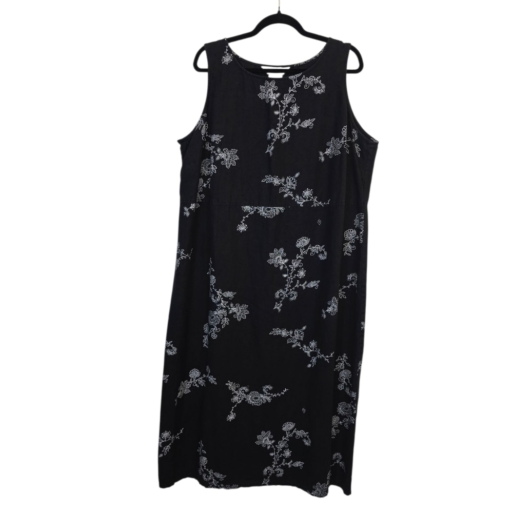 Outfit 2X 100% Linen Floral Sleeveless Midi Sundress